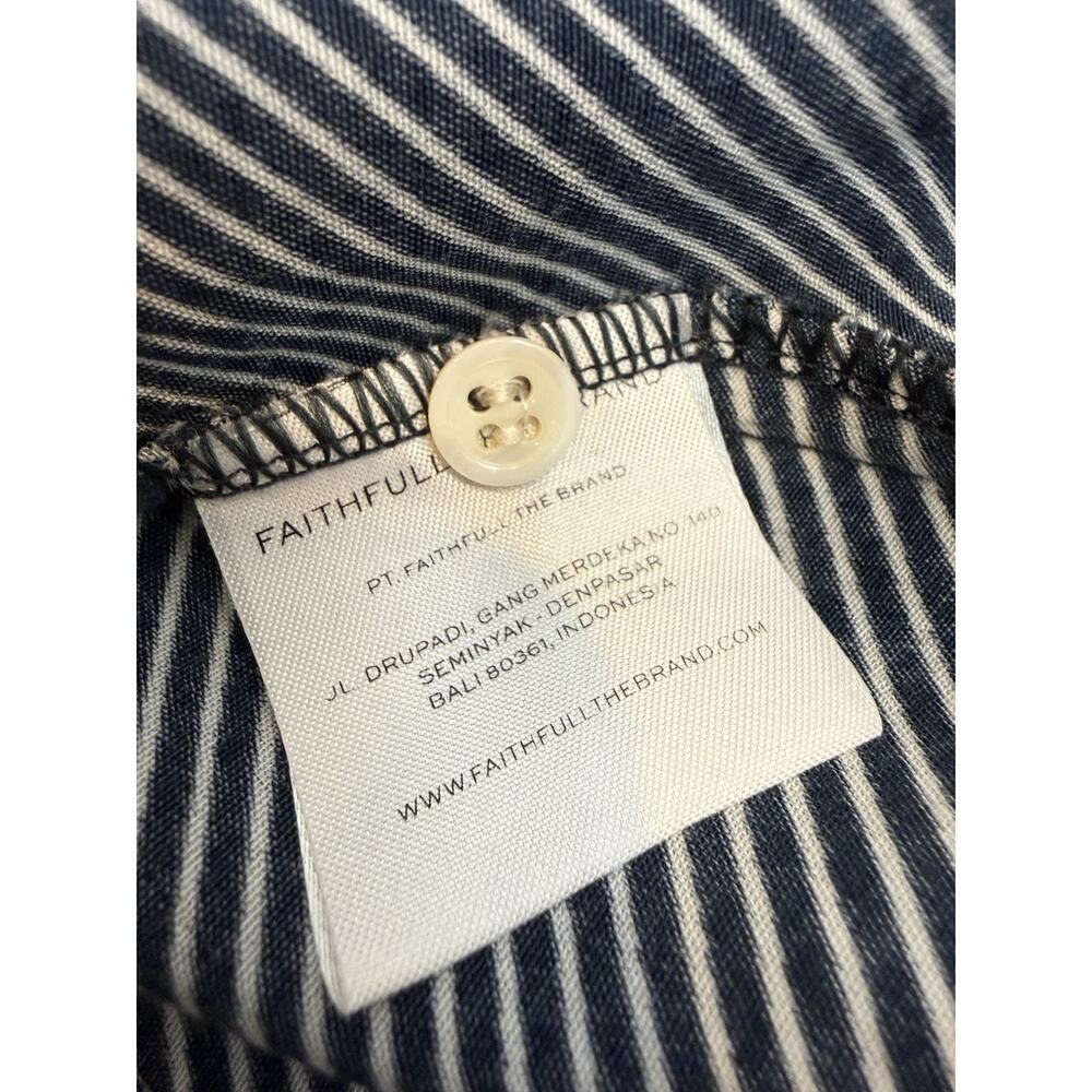 Faithfull The Brand Dress Womens Extra Small Navy Blue White Striped Mini Skater - Picture 14 of 16